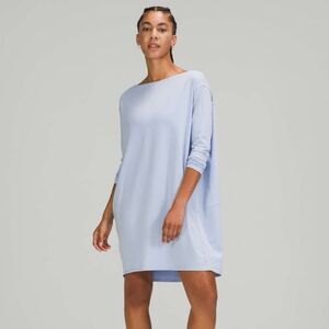 Lululemon Back in Action Long Sleeve Dress Pastel Blue Pima Cotton Tunic Top 2